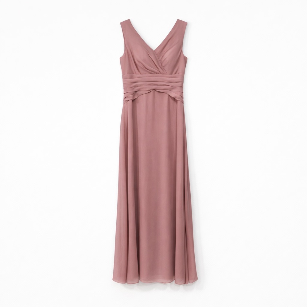 Azazie‎ Dusty Rose Chiffon Bridesmaid Dress A8 V-Neck Pleated Waist Formal